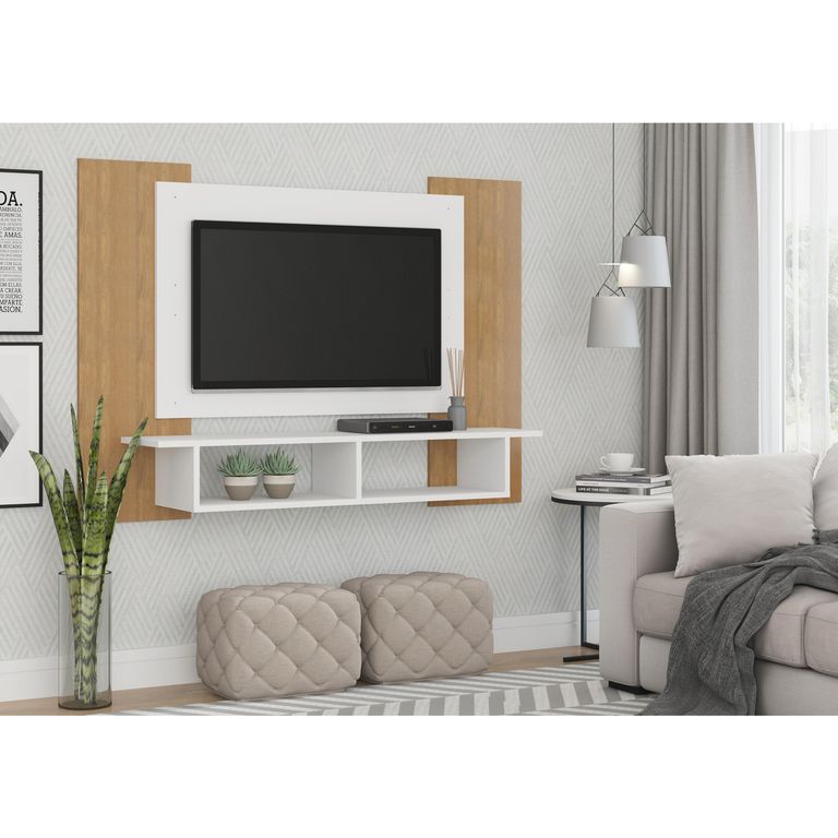 Panel Rack TV 47 " Atlanta Roble/blanco 131x91x26.5 cm