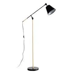 TEMPORA - Lámpara De Pie Ajustable Madera Y Negro