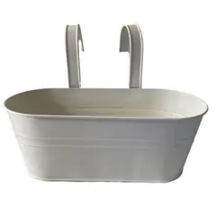 DECOGREEN - Macetero para Baranda de Metal 24x15 cm Crema