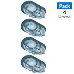 CONCEPT - Set 4 Plafones Exteriores Oval Negro