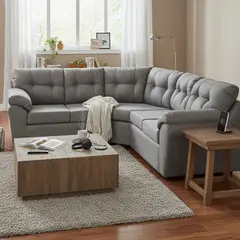 DECOOUTLET - Sofá Seccional 5 cuerpos Polonia 190x90x180 cm Gris