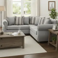 DECOOUTLET - Sofá Seccional 5 cuerpos Milan 203x75x200 cm Gris claro