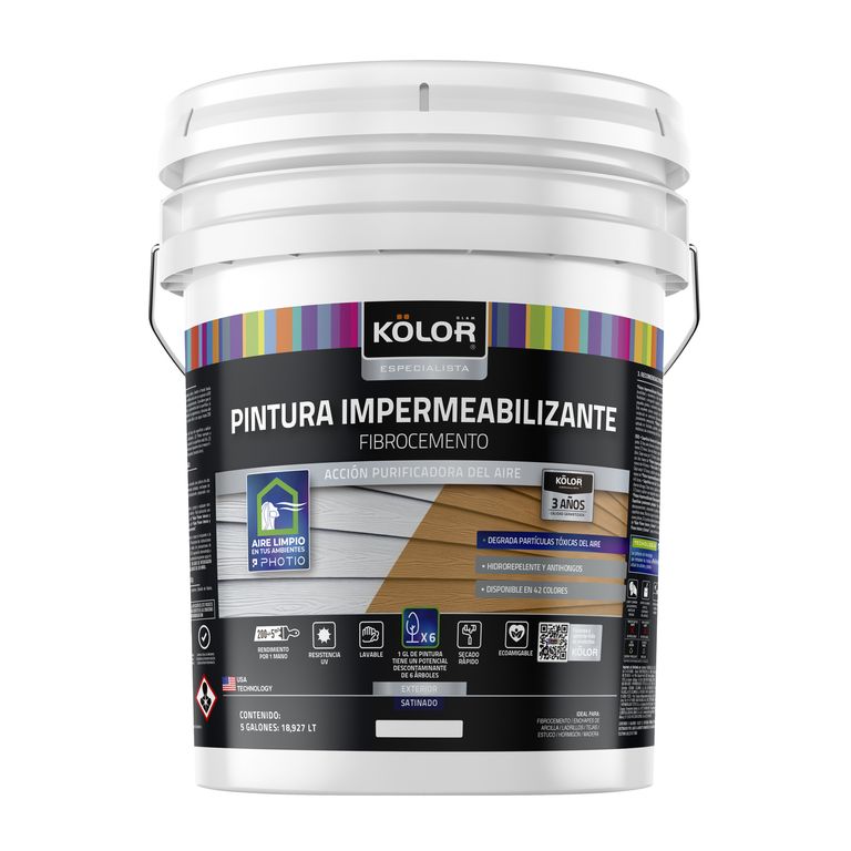 Pintura Impermeabilizante Fibrocemento Photio Blanco 5 gl