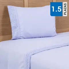 PLUMETTI - Sábana Bordadas 1.5 plazas 144 Hilos Damasco