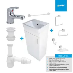 STRETTO - Mueble de Baño Claire Blanco 40x82x42 cm