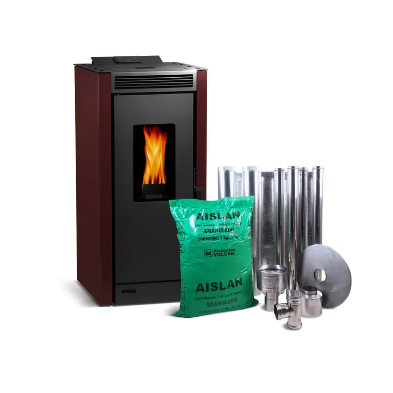 Estufa Pellet Pellet Black Vision Burdeo + Kit de Instalación