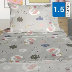 ILLUSIONS - Sabana Swan 1.5 plazas 144 Hilos Gris