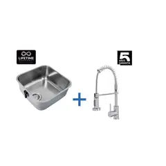 TEKA - Lavaplatos Bajo Encimera con Grifería 1 Cubeta(s) 43.3x18x43.3 cm Acero inoxidable