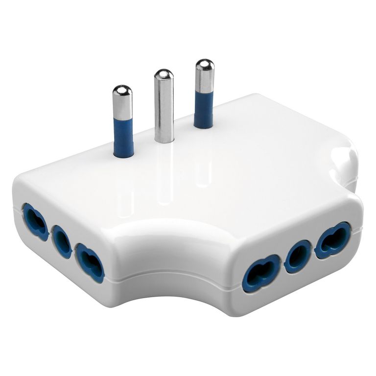 Adaptador Triple Plano 10/16A Blanco