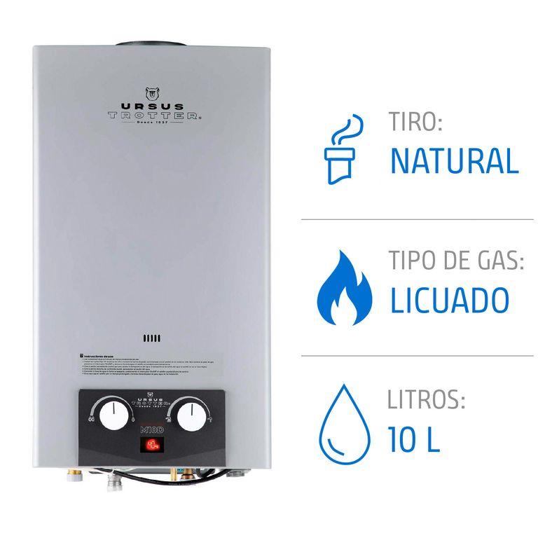 Calefont 10 Litros Gas Licuado Tiro Natural Ionizado