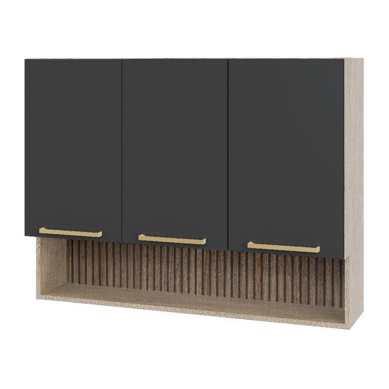 Mueble Mural con Nicho 3 Puertas Grafito