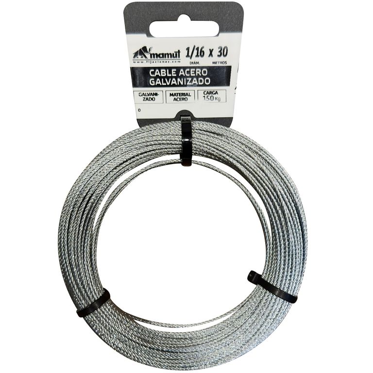 Cable Acero Galvanizado 6x7 + FC 1/16 " 30 m Galzanizado