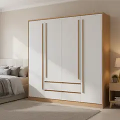 VEKKAHOME - Clóset Astor 4 Puerta(s) 4 Cajón(es) 9 Repisa(s) 219.4x220.5x47 cm Beige