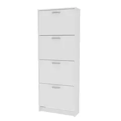 VEKKAHOME - Zapatera Nick Light MDP 4 Nivel(es) 64x166.5x22 cm Blanco