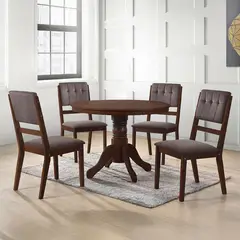 JUST HOME COLLECTION - Juego de comedor Rodas 4 Sillas Mesa Redonda 103x76x103 cm Café