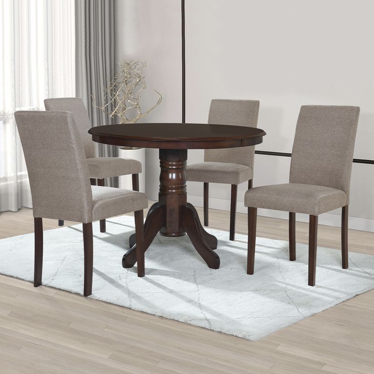 Juego de comedor Phuket 4 Sillas Mesa Redonda 103x76x103 cm Café