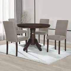 WDS HOME - Juego de comedor Phuket 4 Sillas Mesa Redonda 103x76x103 cm Café