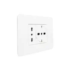 BTICINO - Toma simple 10/16a + schuko universal plano blanco Matix Go armado