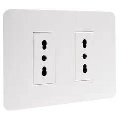 BTICINO - Tomacorriente doble 10/16a blanco Matix Go armado