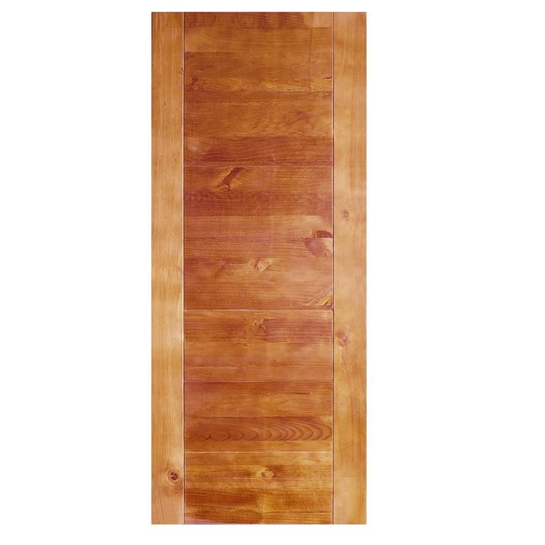 Puerta Exterior Madera Pino Radiata 7 Paneles Castaño