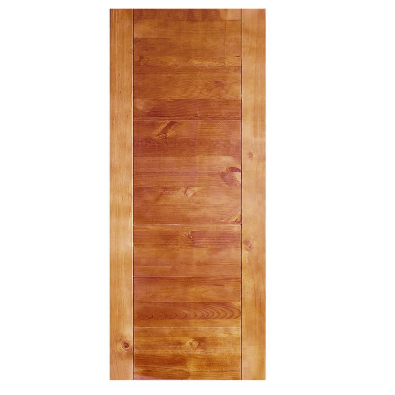 Puerta Exterior Madera Pino Radiata 7 Paneles Castaño
