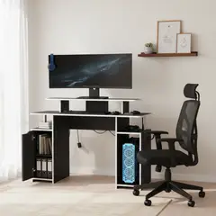 TUHOME - Escritorio Keria Wengue y blanco 120x88.5x45 cm