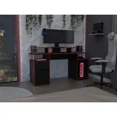 TUHOME - Escritorio Keria Wengue y rojo 157.1x88.5x50 cm