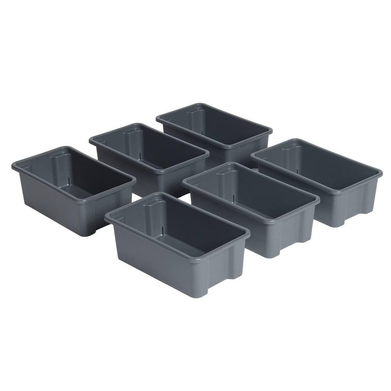 Pack de 6 cajas 24x14x39 cm 9 l Grafito