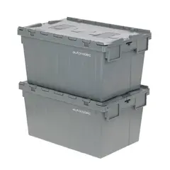 AUTORODEC - Pack de 2 Cajas Logísticas Abisagradas 60x31.5x40 cm 56 l Gris