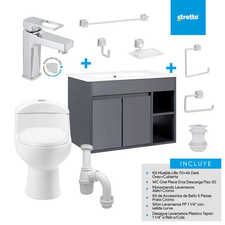 Sala de Baño 30,5 cm 4.8 l Lille 70 Dark Grey