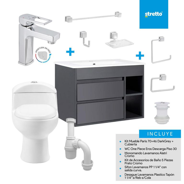 Sala de Baño 30,5 cm 4.8 l Paris 70 Dark Grey