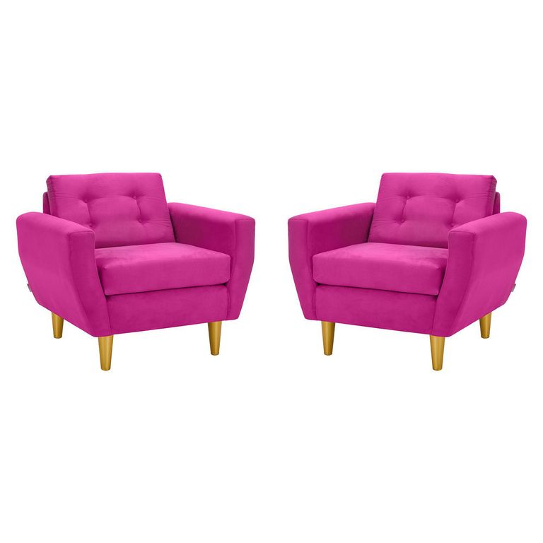 Set de 2 sillones 1 cuerpo BOTE 1C 95x80x83 cm Rosado