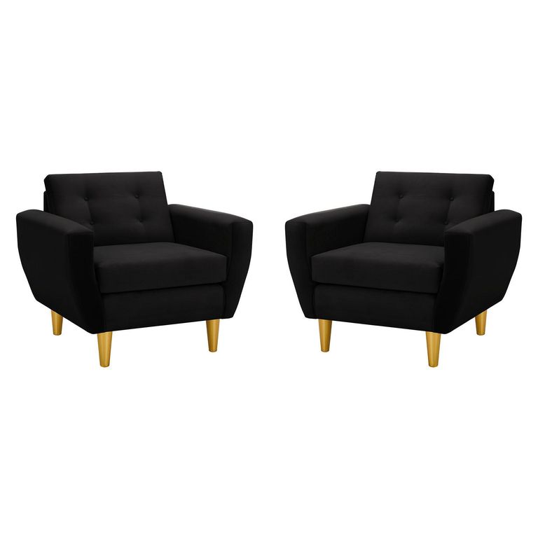 Set de 2 sillones 1 cuerpo BOTE 1C 95x80x83 cm Negro