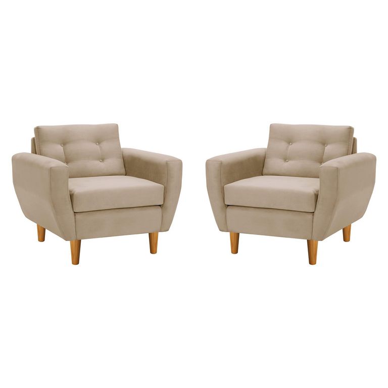 Set de 2 sillones 1 cuerpo BOTE 1C 95x80x83 cm Beige