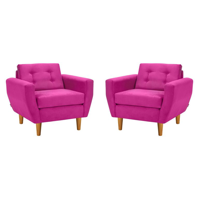 Set de 2 sillones 1 cuerpo BOTE 1C 95x80x83 cm Rosado