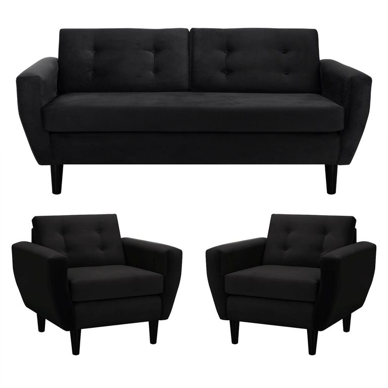 Living 3 cuerpos Bote 185x80x83 cm Negro