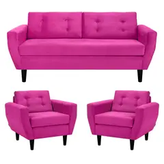 BODEVIR - Living 3 cuerpos Bote 185x80x83 cm Rosado