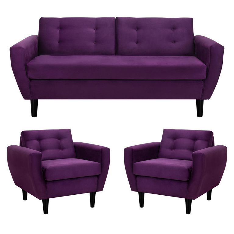Living 3 cuerpos Bote 185x80x83 cm Morado