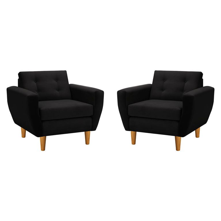 Set de 2 sillones 1 cuerpo BOTE 1C 95x80x83 cm Negro
