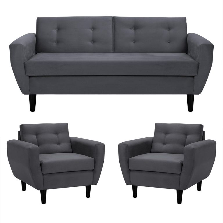 Living 3 cuerpos Bote 185x80x83 cm Gris