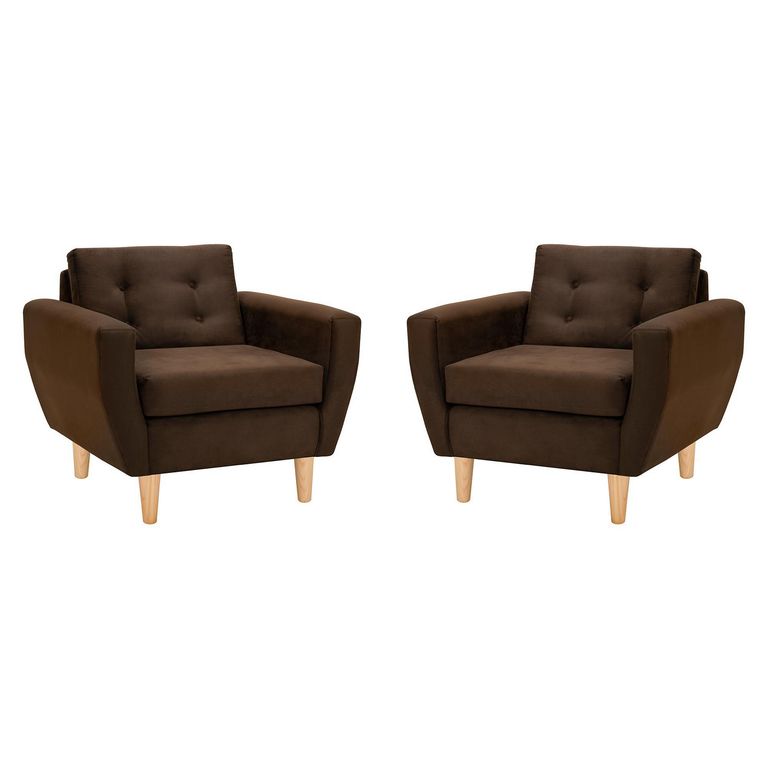 Set de 2 sillones 1 cuerpo BOTE 1C 95x80x83 cm Café