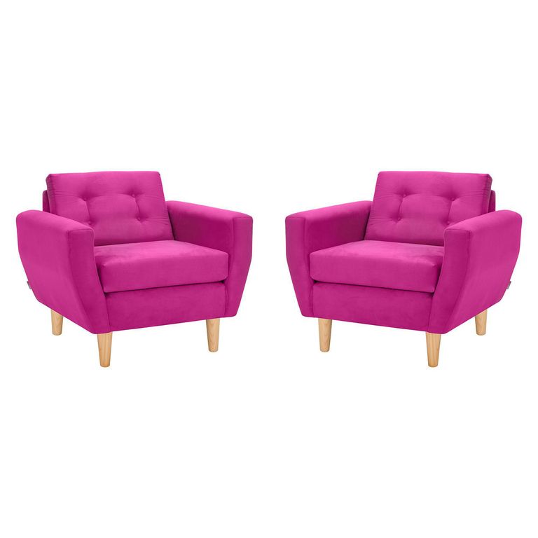 Set de 2 sillones 1 cuerpo BOTE 1C 95x80x83 cm Rosado