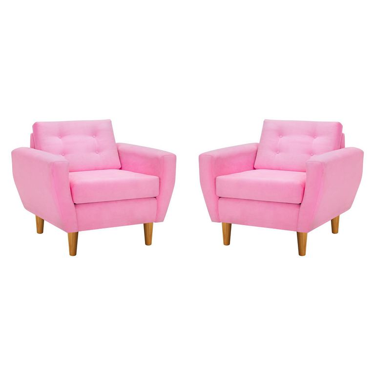 Set de 2 sillones 1 cuerpo BOTE 1C 95x80x83 cm Rosado