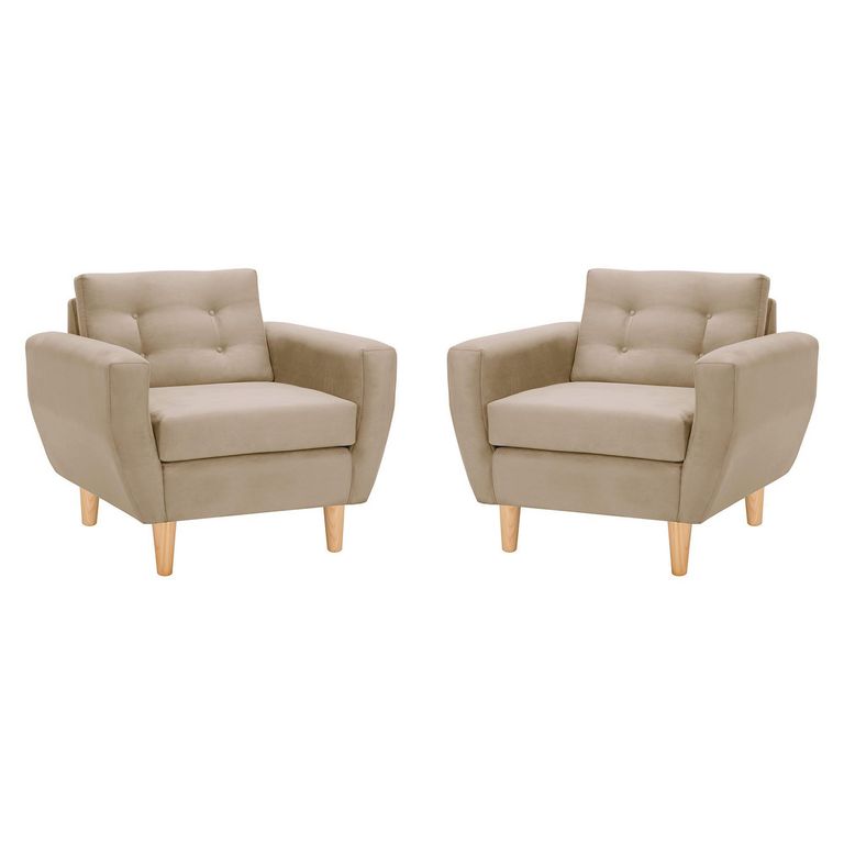 Set de 2 sillones 1 cuerpo BOTE 1C 95x80x83 cm Beige