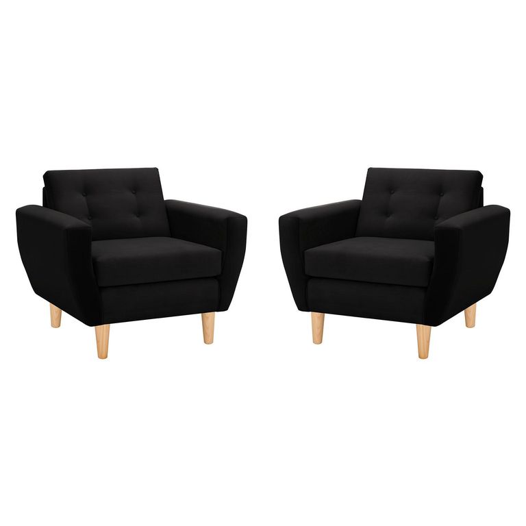 Set de 2 sillones 1 cuerpo BOTE 1C 95x80x83 cm Negro