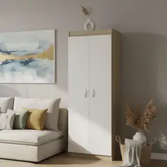 STANFORD - Clóset 2 Puerta(s) 1 Repisa(s) 60x175x39,5 cm Blanco/Natural