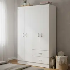 STANFORD - Clóset 4 Puerta(s) 2 Cajón(es) 3 Repisa(s) 102.5x175x39.2 cm Blanco