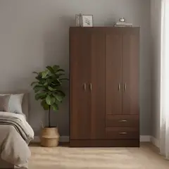 STANFORD - Clóset 4 Puerta(s) 2 Cajón(es) 3 Repisa(s) 102.5x175x39.2 cm Chocolate