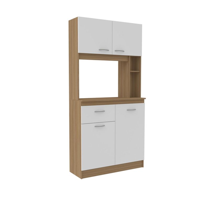 Mueble Cocina 4 Puertas 1 Cajón 90 Cm Nogal Blanco
