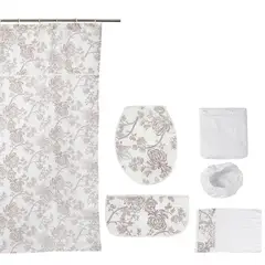 GENTILE - Set De Baño 180X180 Cm Crudo Con Estampado Flor Café